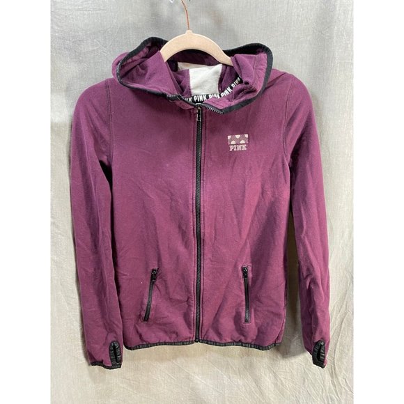 Victoria's Secret Tops - Victoria´s Secret Pink Sweater Womens XS Red Full Zip Long Sleeve Hoodie‎ Ladies